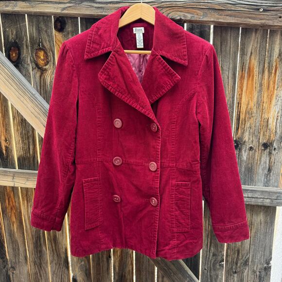 Bass Cranberry Red Vintage Y2K Cotton Corduroy Double Breasted Blazer Womens Med - Picture 2 of 11